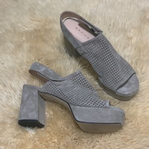 Sacha London, grey block heels, size 7.5